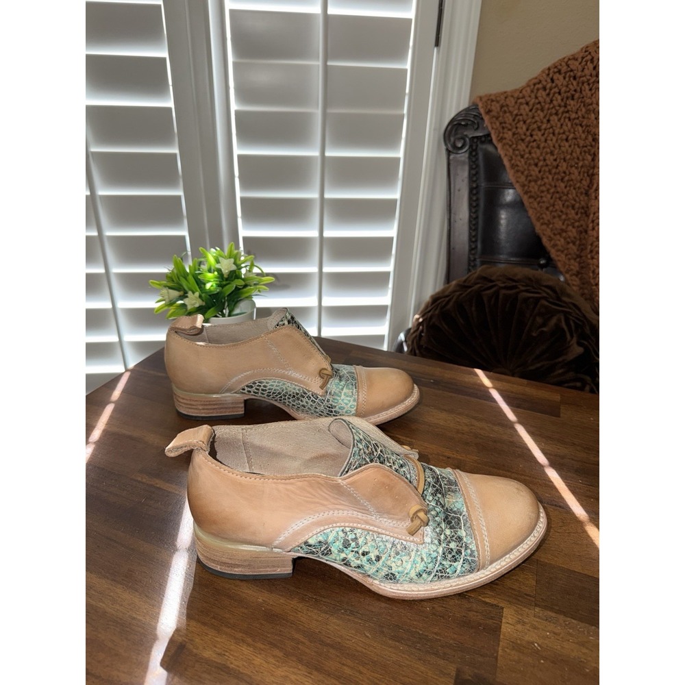 Freebird Mabel Oxfords Womens Size 7 Turquoise Multi Tan Leather Snakeskin - Picture 4 of 9